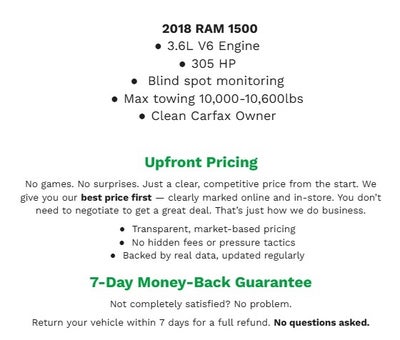 2018 RAM 1500 Sport 4x4 Crew Cab 5'7 Box
