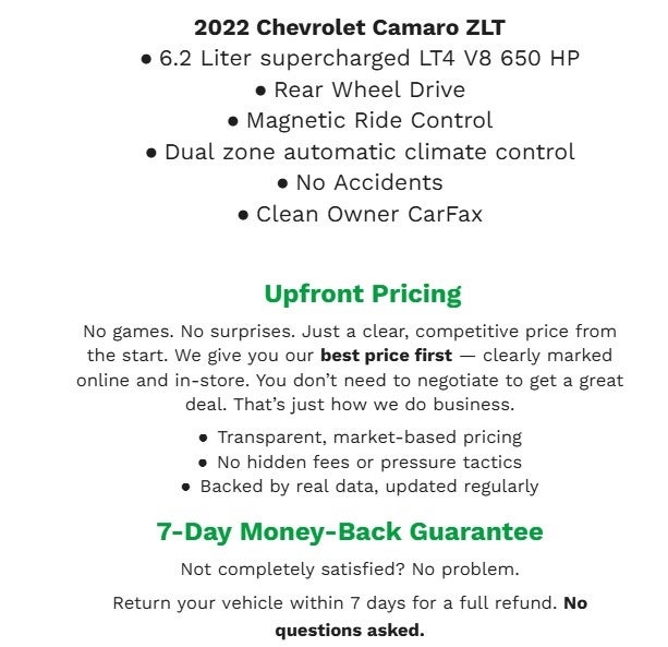 2022 Chevrolet Camaro 2dr Cpe ZL1