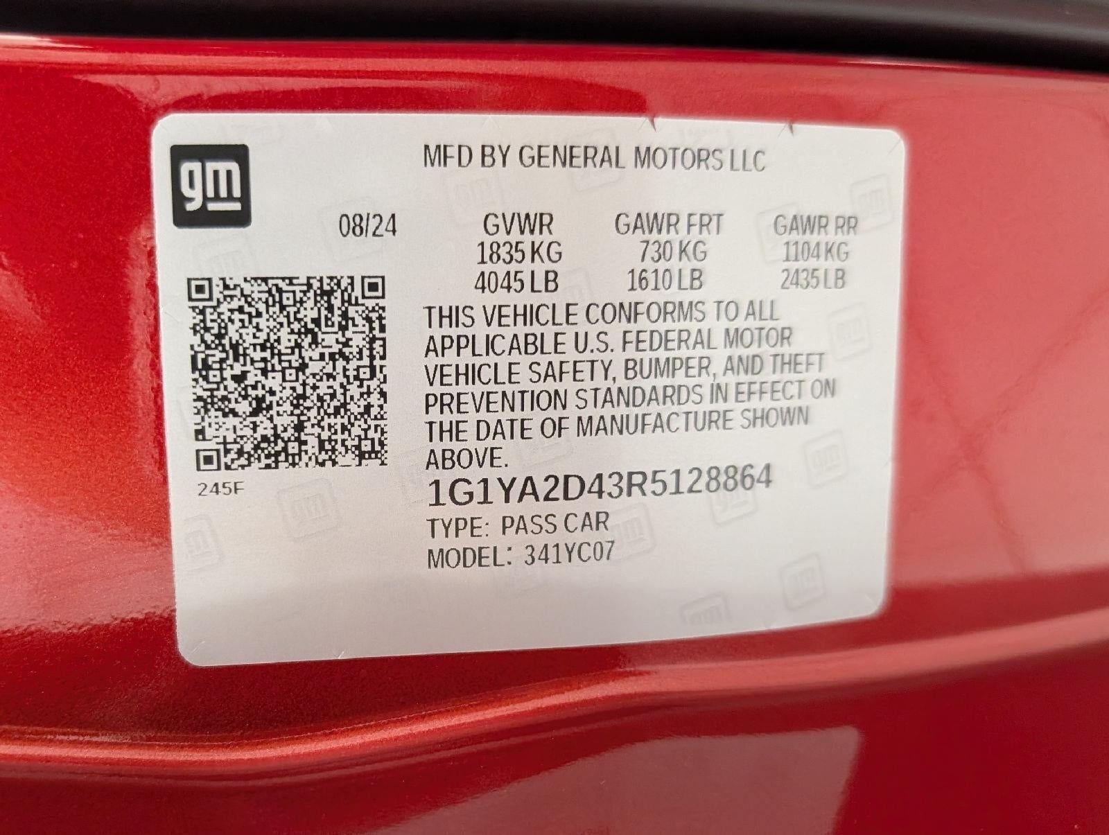 2024 Chevrolet Corvette 2dr Stingray Cpe w/1LT
