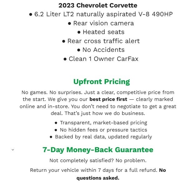 2023 Chevrolet Corvette 2dr Stingray Conv w/3LT