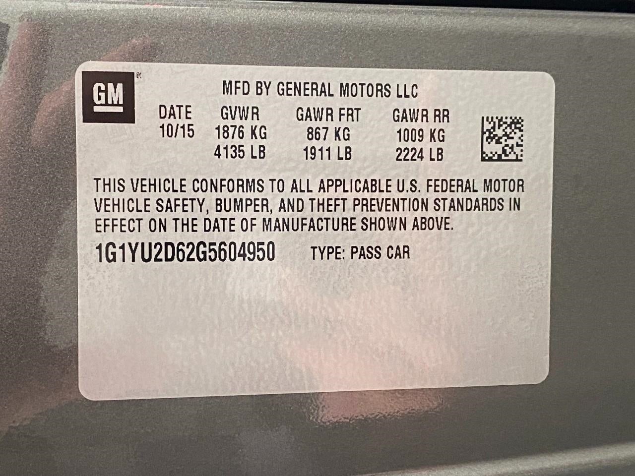 2016 Chevrolet Corvette 2dr Z06 Cpe w/3LZ