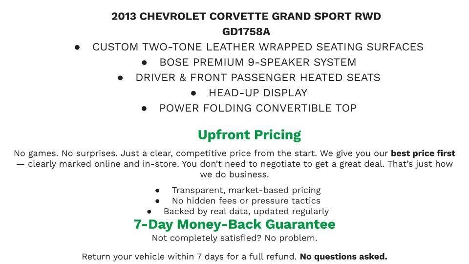 2013 Chevrolet Corvette 2dr Conv Grand Sport w/4LT
