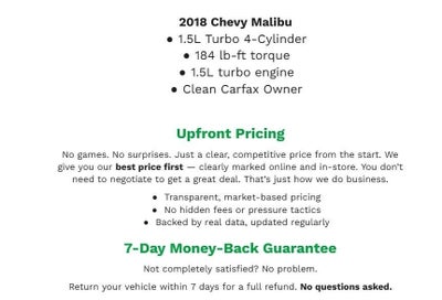 2018 Chevrolet Malibu 4dr Sdn LT w/1LT