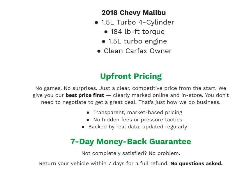 2018 Chevrolet Malibu 4dr Sdn LT w/1LT