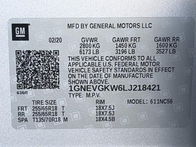 2020 Chevrolet Traverse AWD 4dr LT Cloth w/1LT