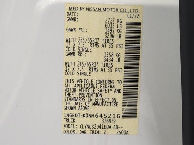2022 Nissan Frontier Crew Cab 4x4 SV Auto