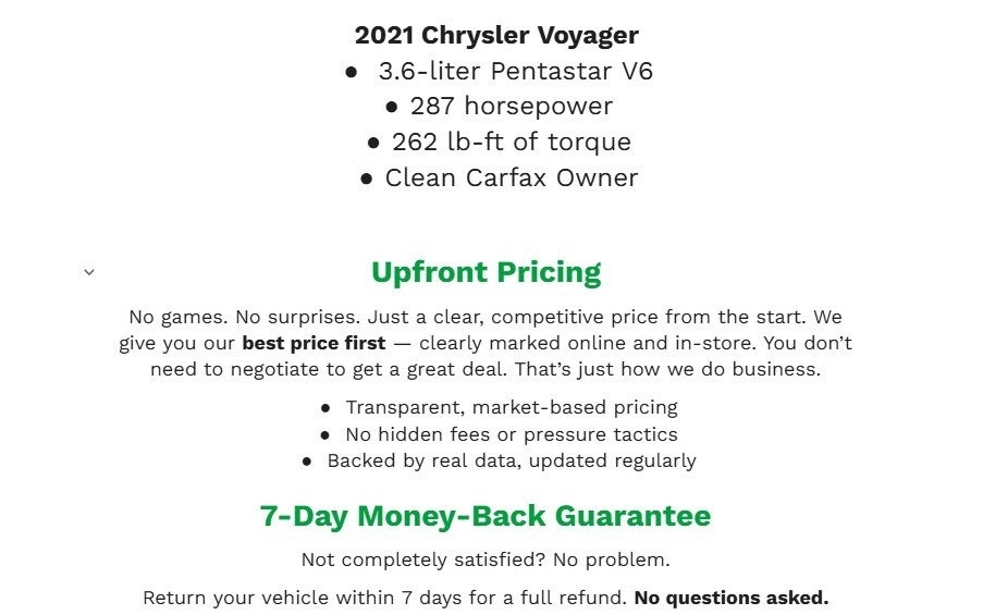 Used 2021 Chrysler Voyager LXI with VIN 2C4RC1DG3MR551952 for sale in Oshkosh, WI