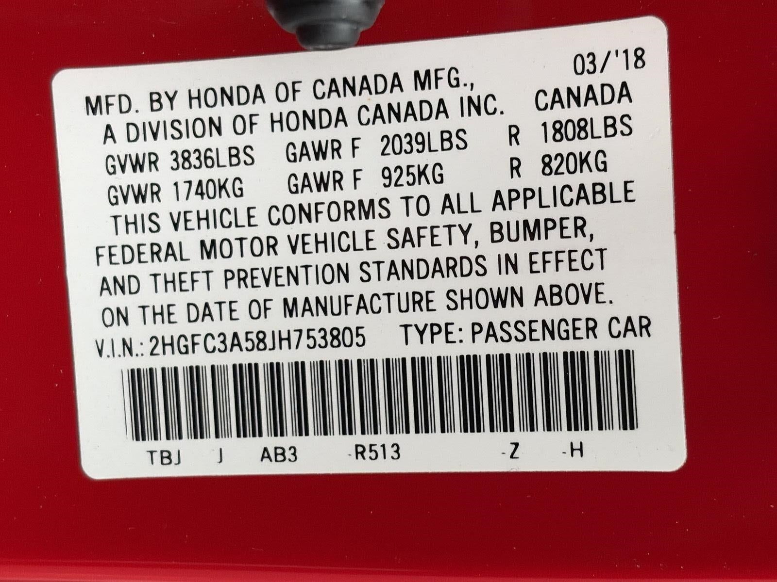 2018 Honda Civic Si Coupe 