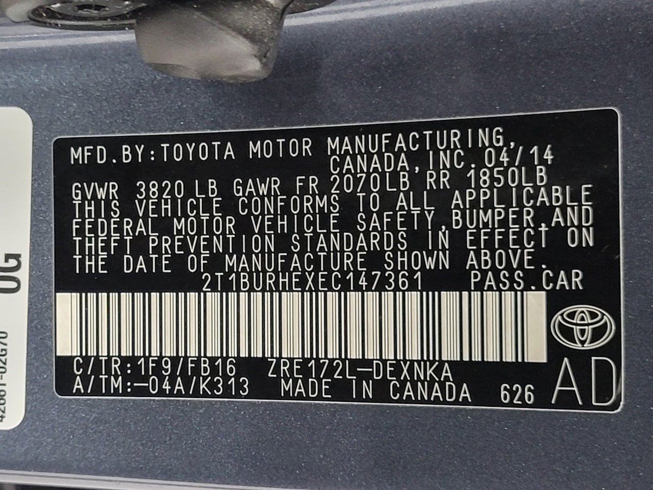 2014 Toyota Corolla 4dr Sdn Auto L