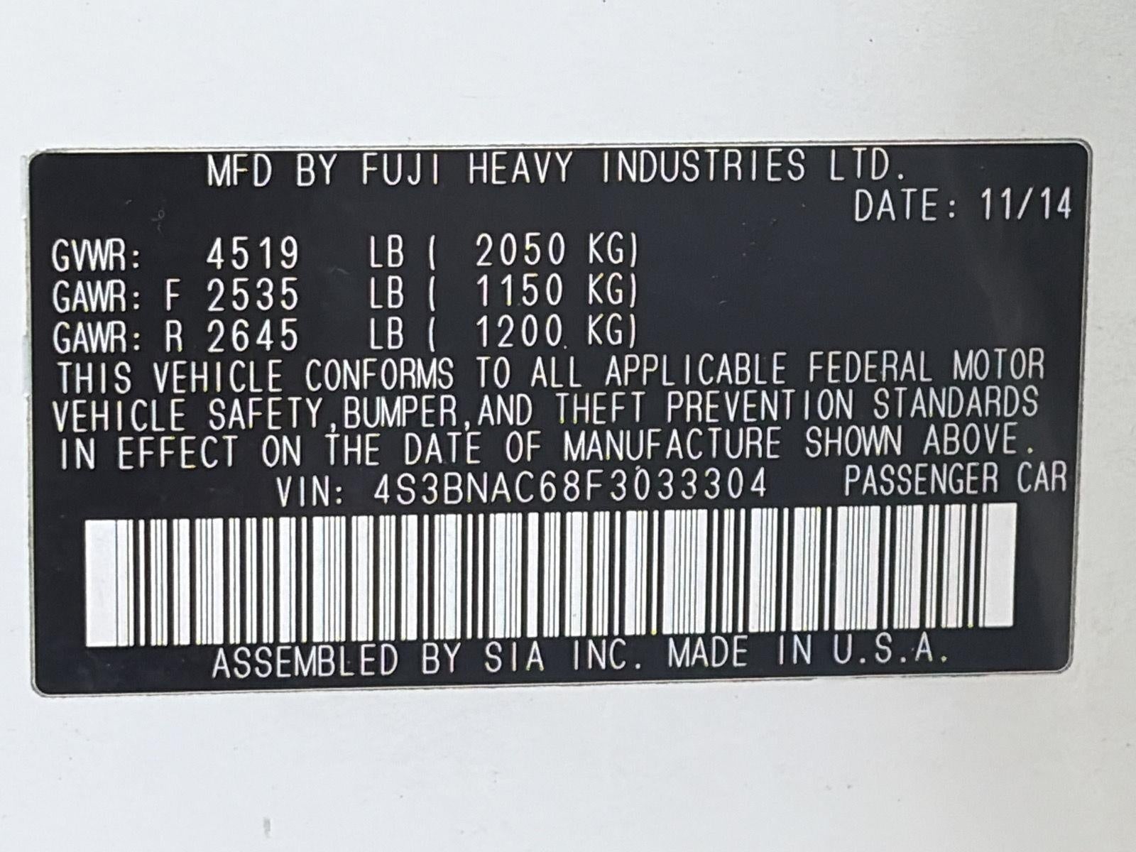 2015 Subaru Legacy 4dr Sdn 2.5i Premium
