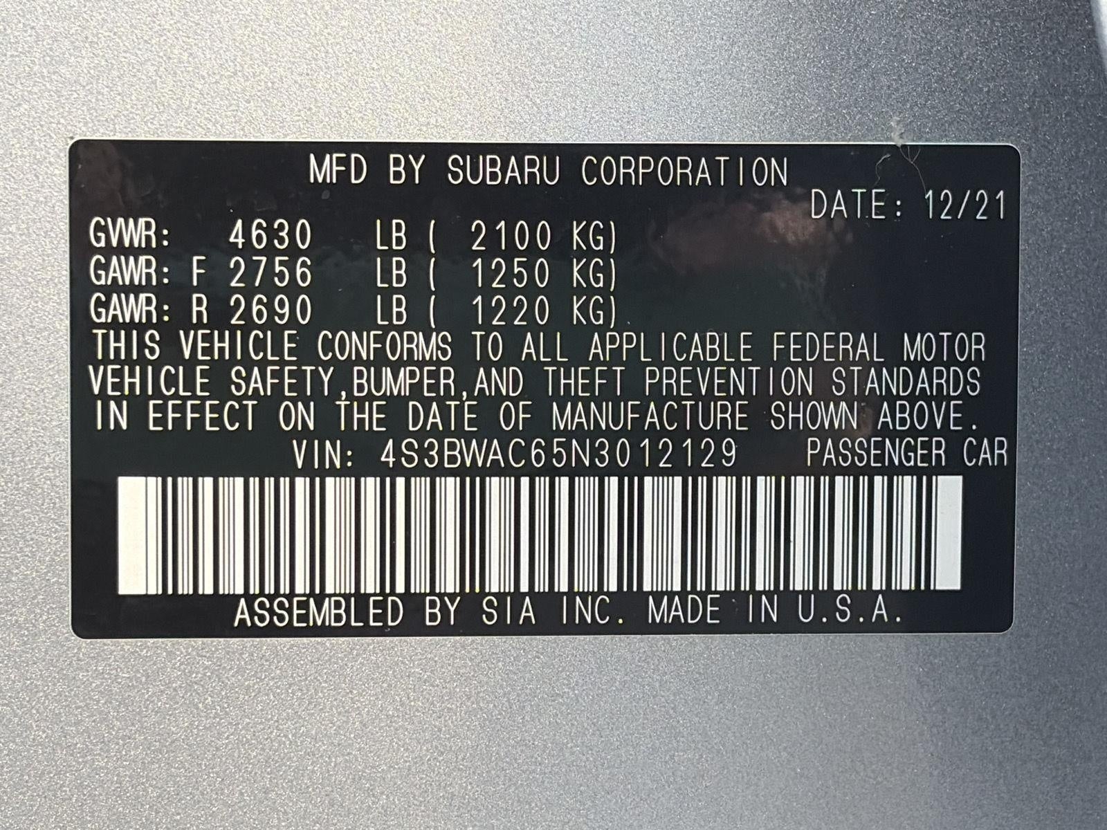2022 Subaru Legacy Premium CVT