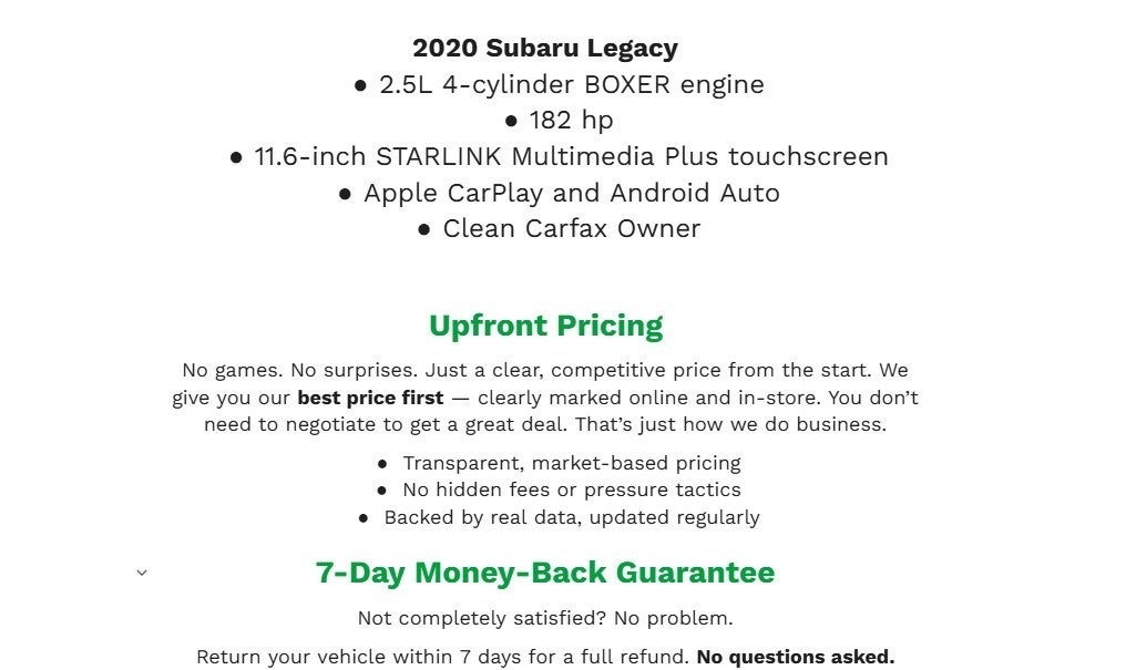 2020 Subaru Legacy Limited CVT