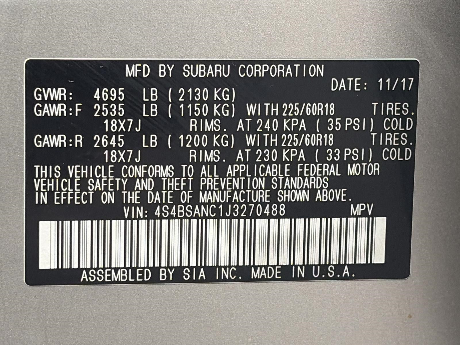 2018 Subaru Outback 2.5i Limited
