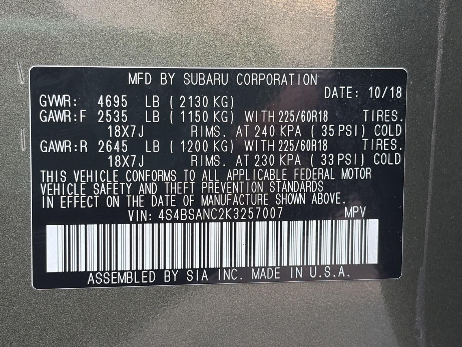 2019 Subaru Outback 2.5i Limited