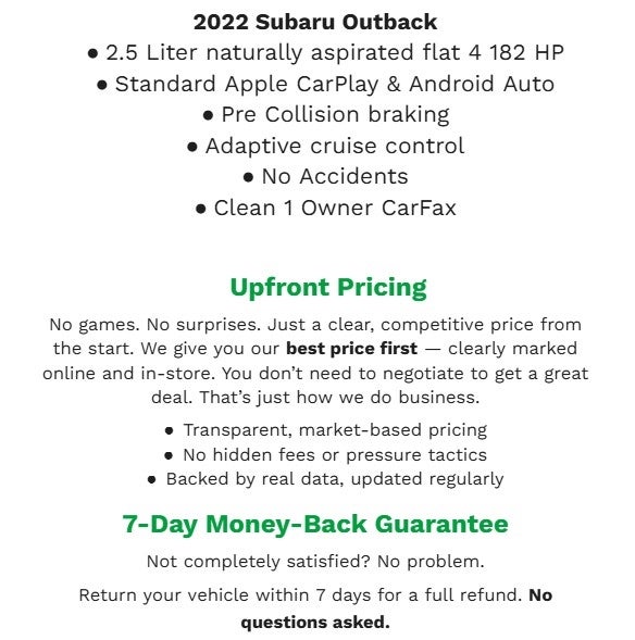 2022 Subaru Outback Premium CVT