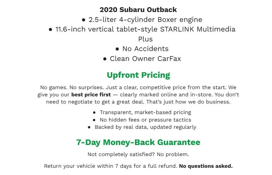 2020 Subaru Outback Limited CVT