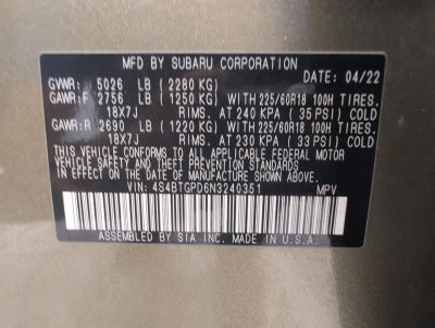 2022 Subaru Outback Touring XT CVT
