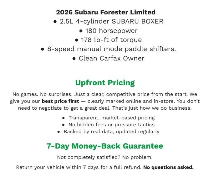 2026 Subaru Forester Limited AWD