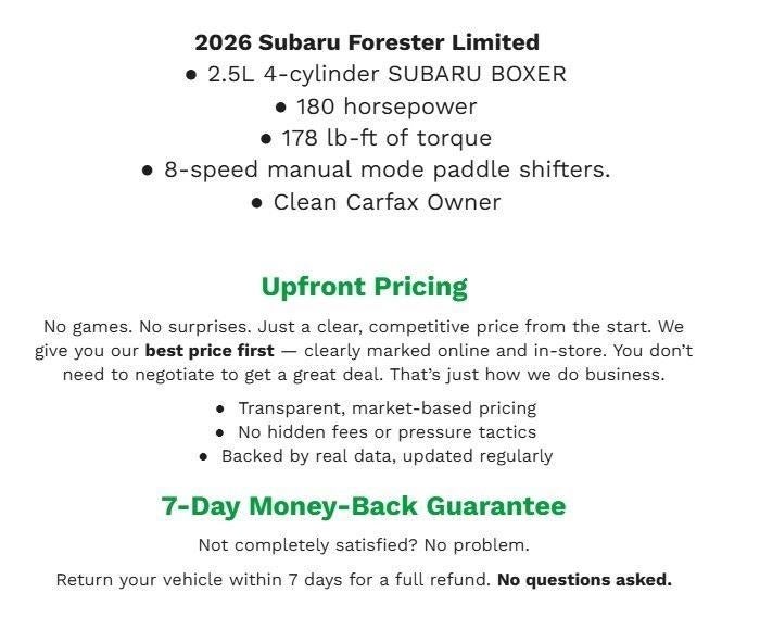 2026 Subaru Forester Limited AWD