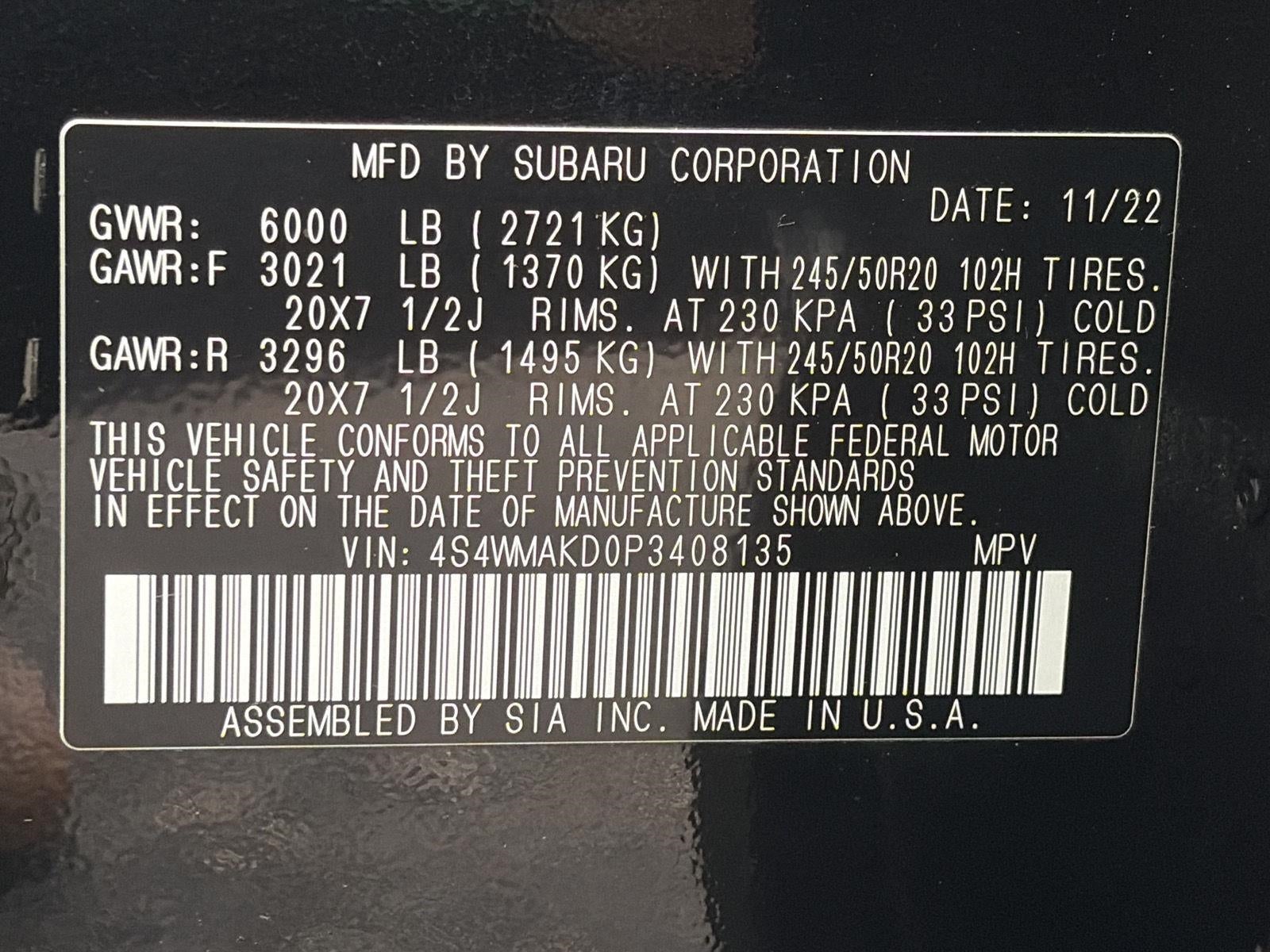 2023 Subaru Ascent Onyx Edition Limited 7-Passenger
