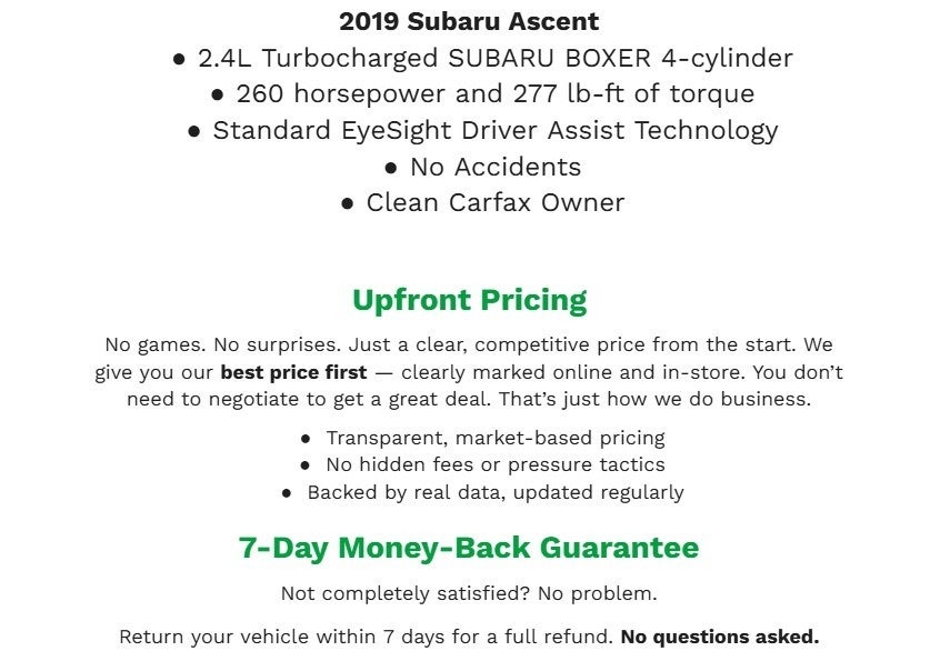 2019 Subaru Ascent 2.4T Limited 7-Passenger