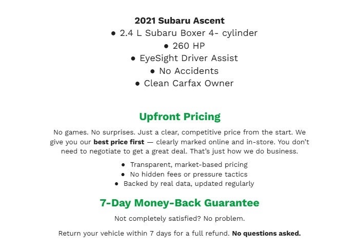 2021 Subaru ASCENT UTILITY