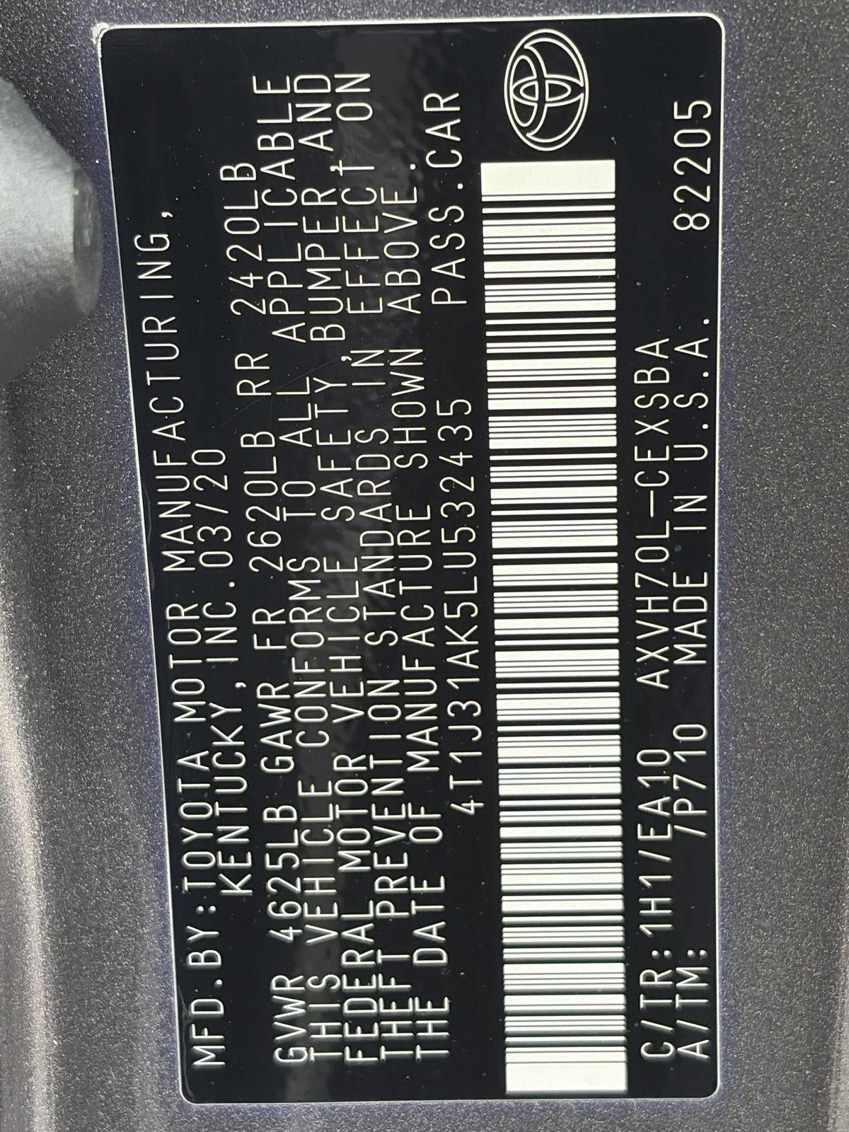 2020 Toyota Camry Hybrid SE CVT