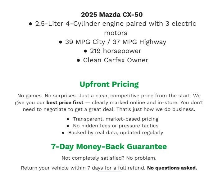 2025 Mazda Mazda CX-50 Hybrid Premium Plus Package AWD
