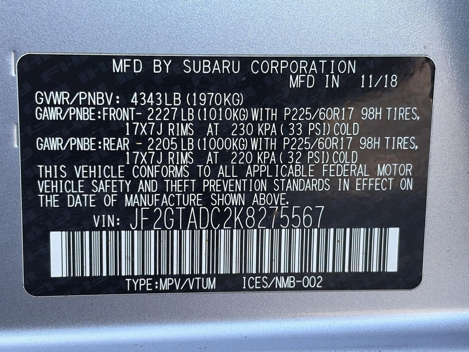 2019 Subaru Crosstrek 2.0i Premium CVT