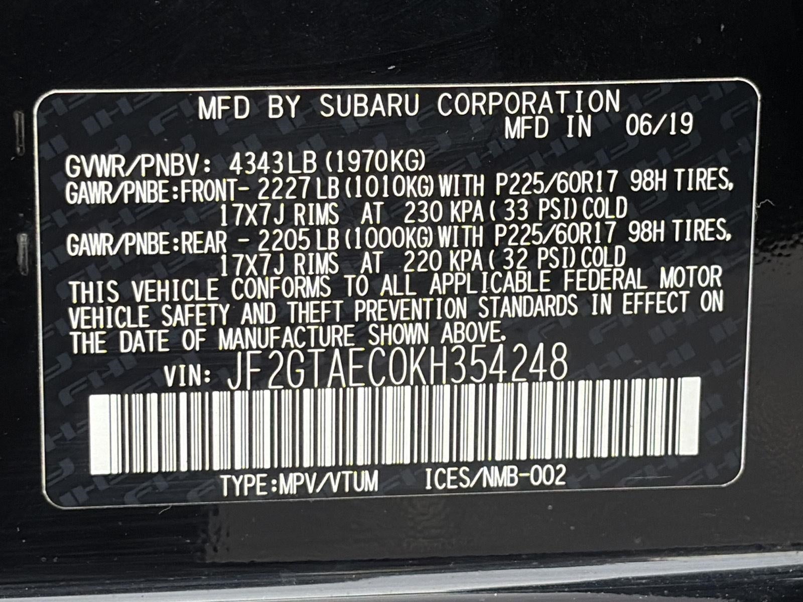 2019 Subaru Crosstrek 2.0i Premium CVT