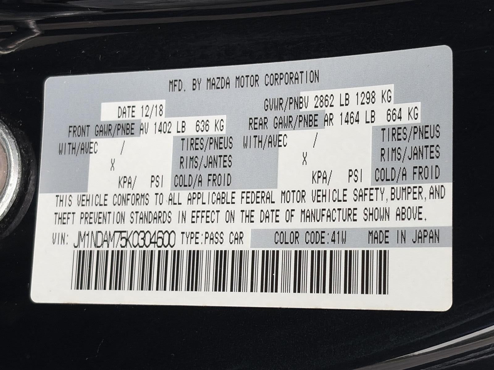 2019 Mazda Mazda MX-5 Miata RF Grand Touring Manual