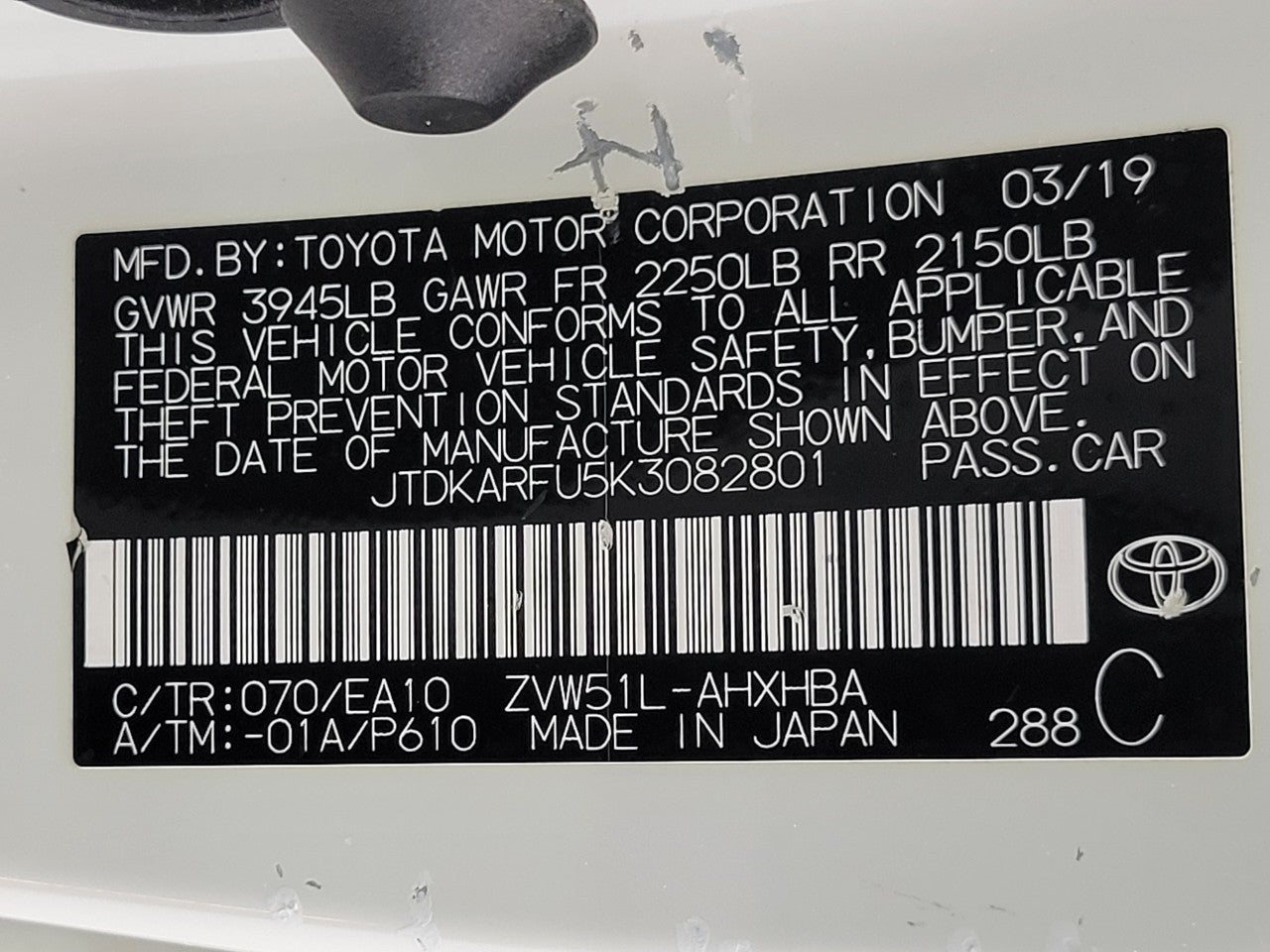 2019 Toyota Prius L Eco