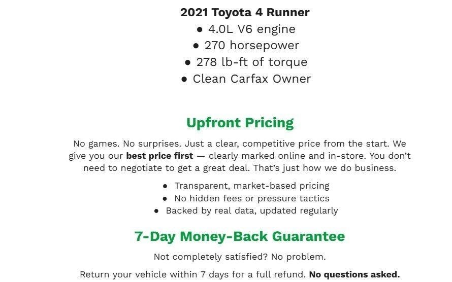 2021 Toyota 4Runner Venture 4WD