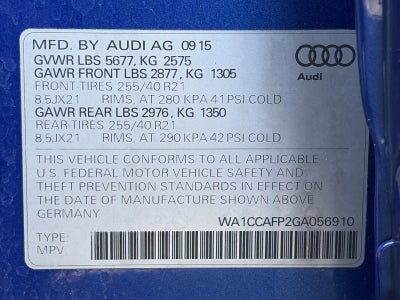 2016 Audi SQ5 quattro 4dr 3.0T Premium Plus