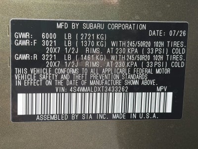 2026 Subaru ASCENT Onyx Edition Touring 7-Passenger