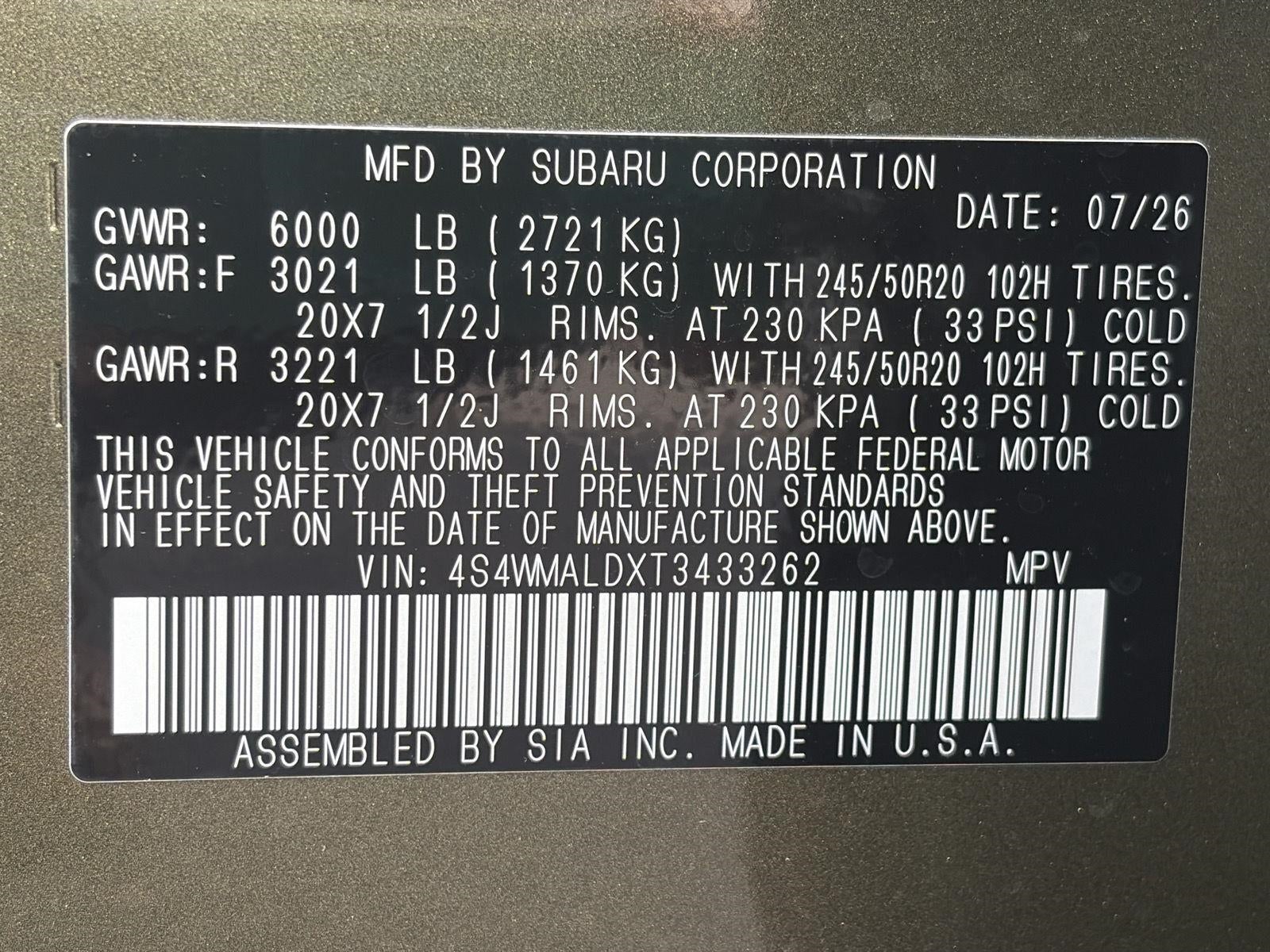2026 Subaru ASCENT Onyx Edition Touring 7-Passenger