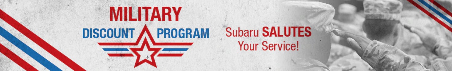 Military Discount Program logo. Subaru SALUTES Your Service!