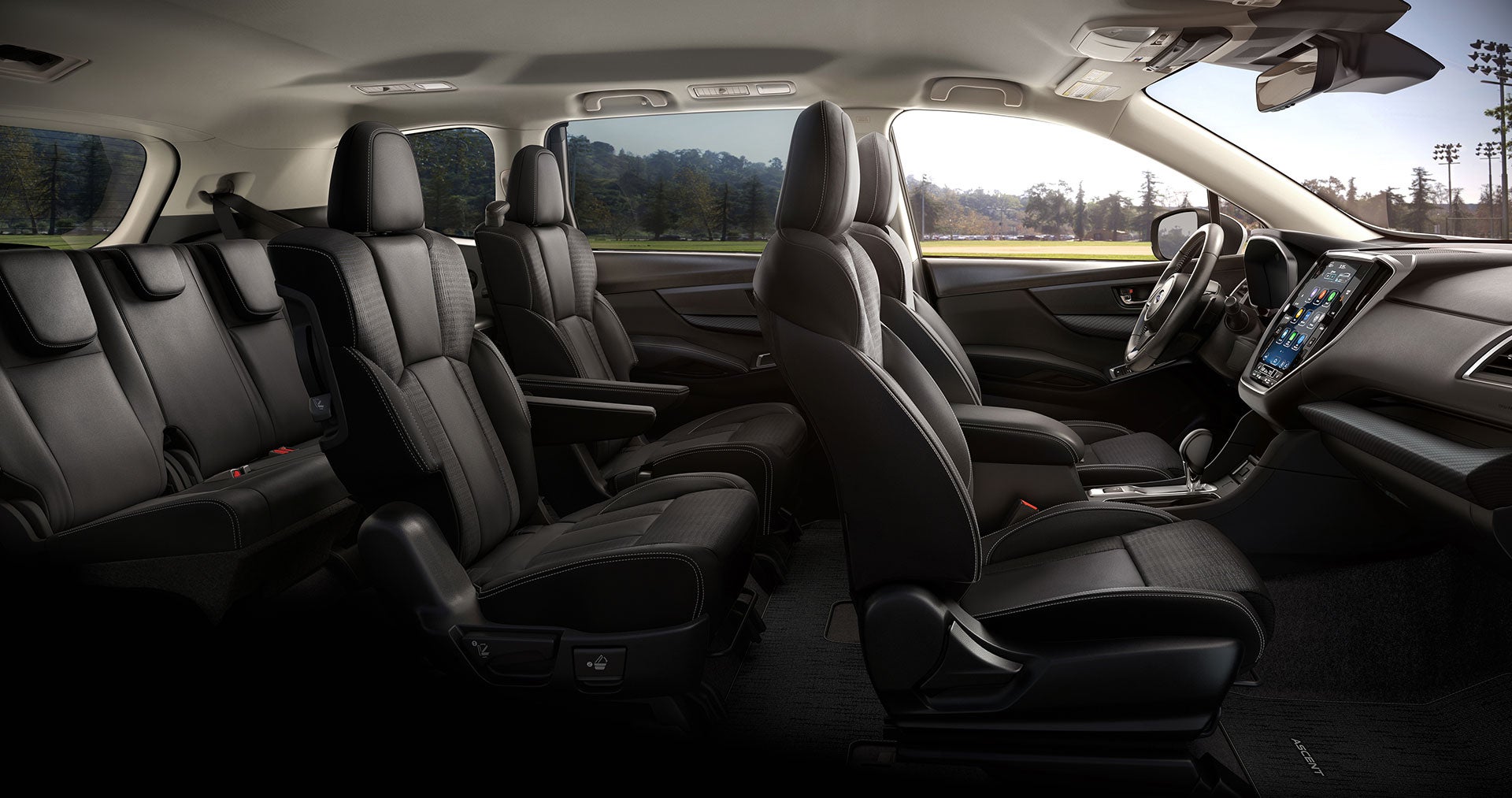Interior of 2024 Subaru Ascent in Slate Black Cloth