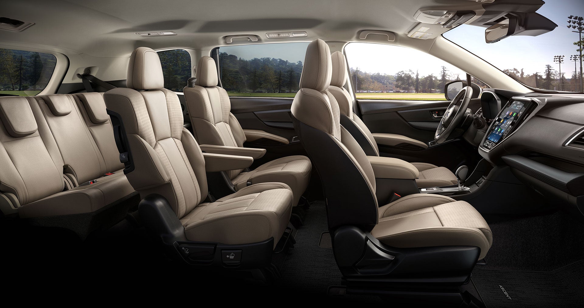 Interior of 2024 Subaru Ascent in Warm Ivory Cloth