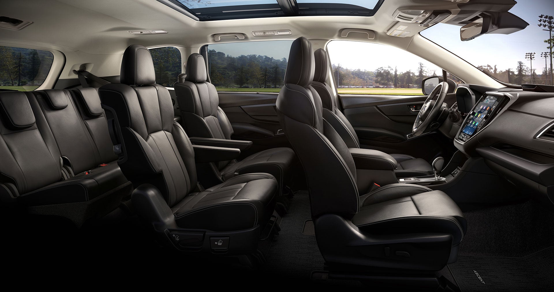 Interior of 2024 Subaru Ascent Limited in Slate Black Leather