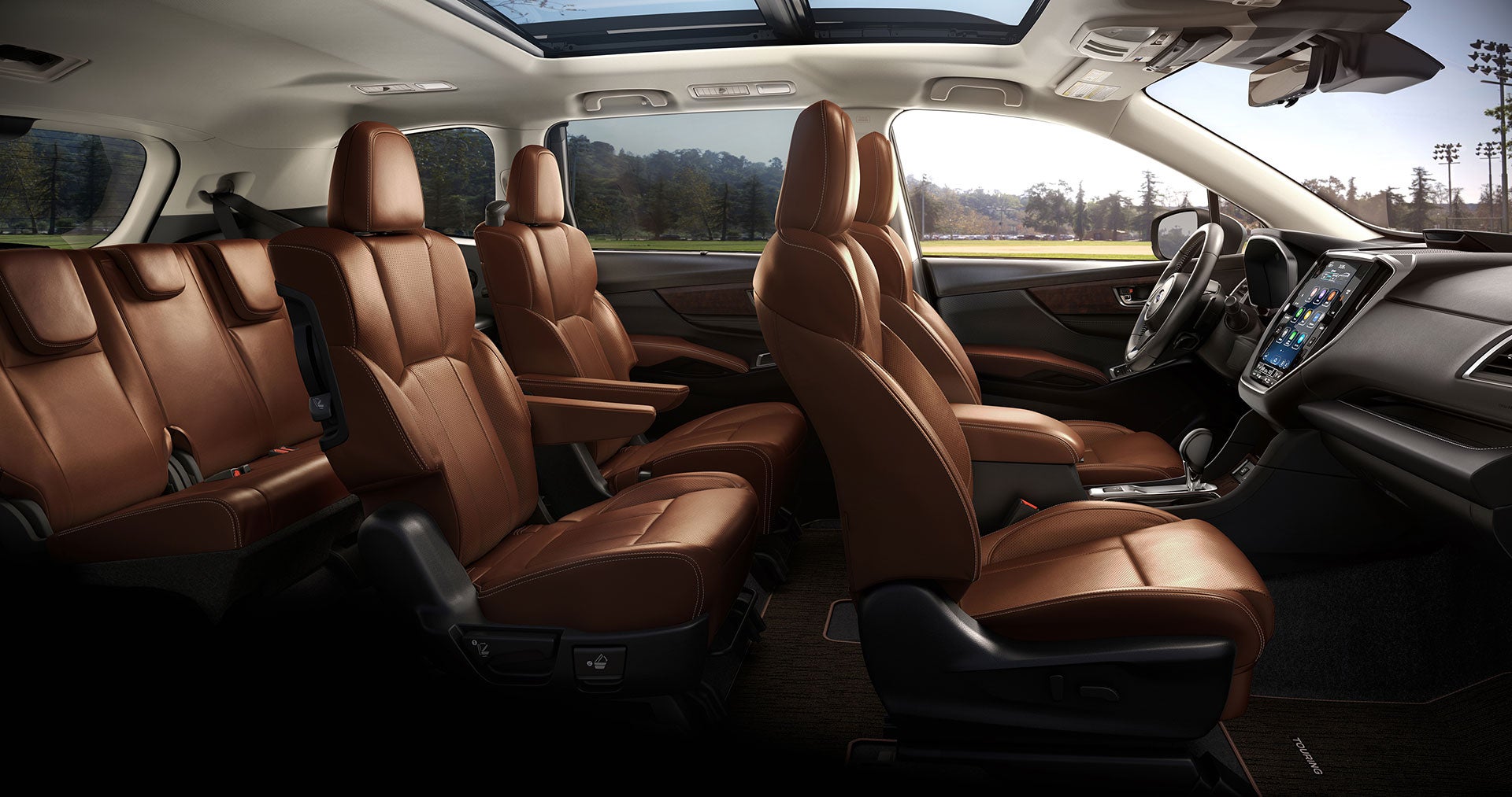 Interior of 2024 Subaru Ascent Touring in Java Brown Nappa Leather