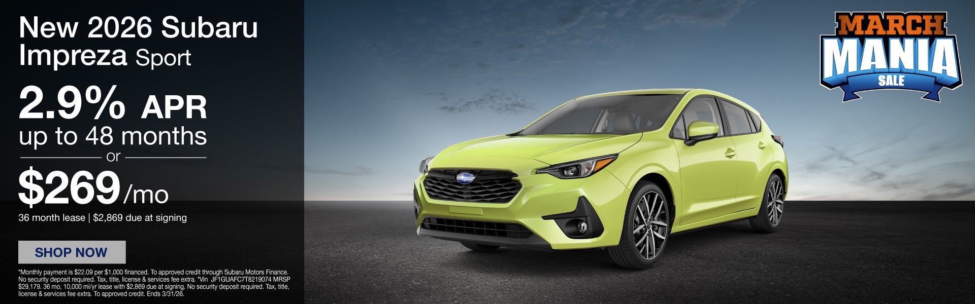 New 2026 Subaru Impreza Sport